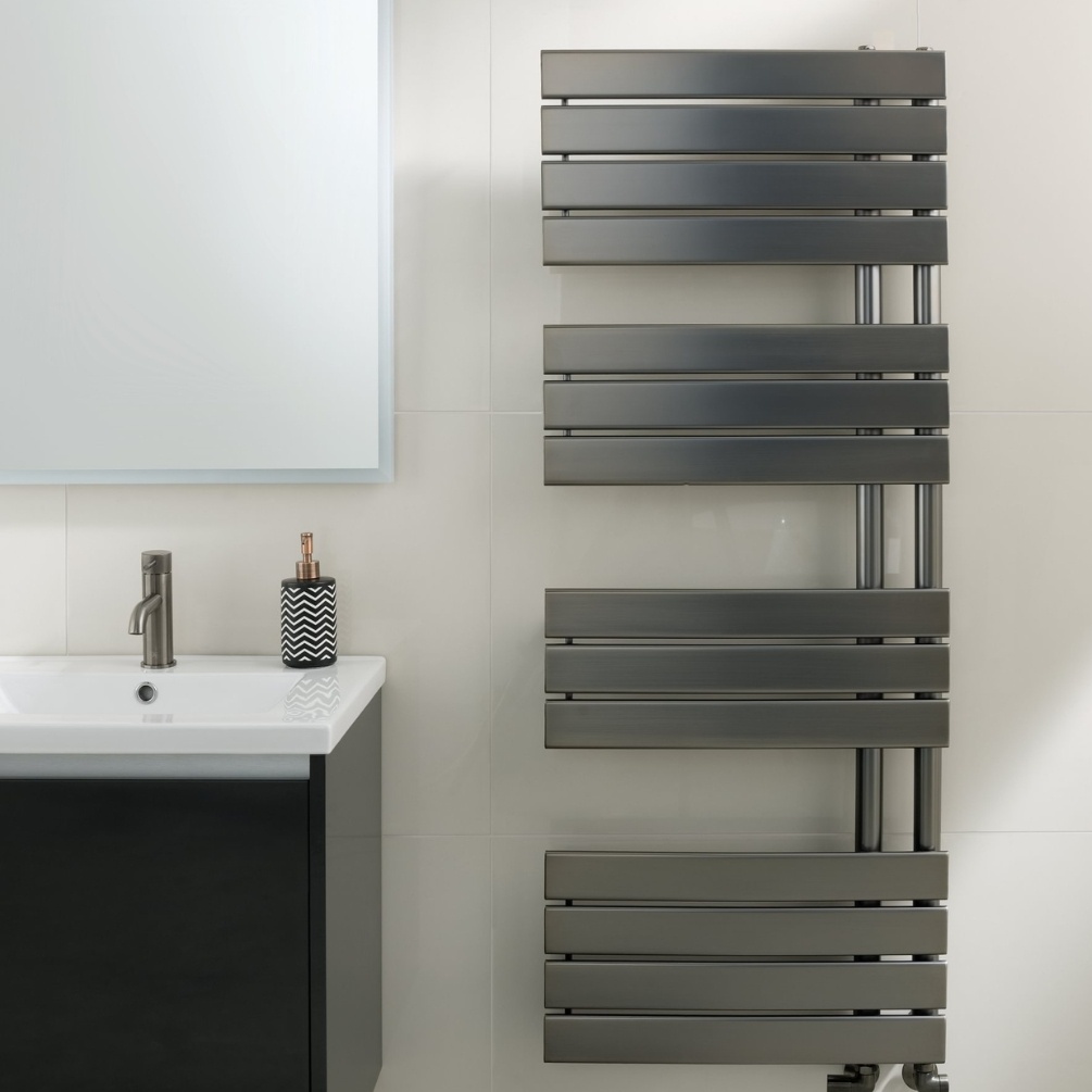 JTP Cleo Brushed Black 1400mm x 550mm Designer Radiator Lifestyle